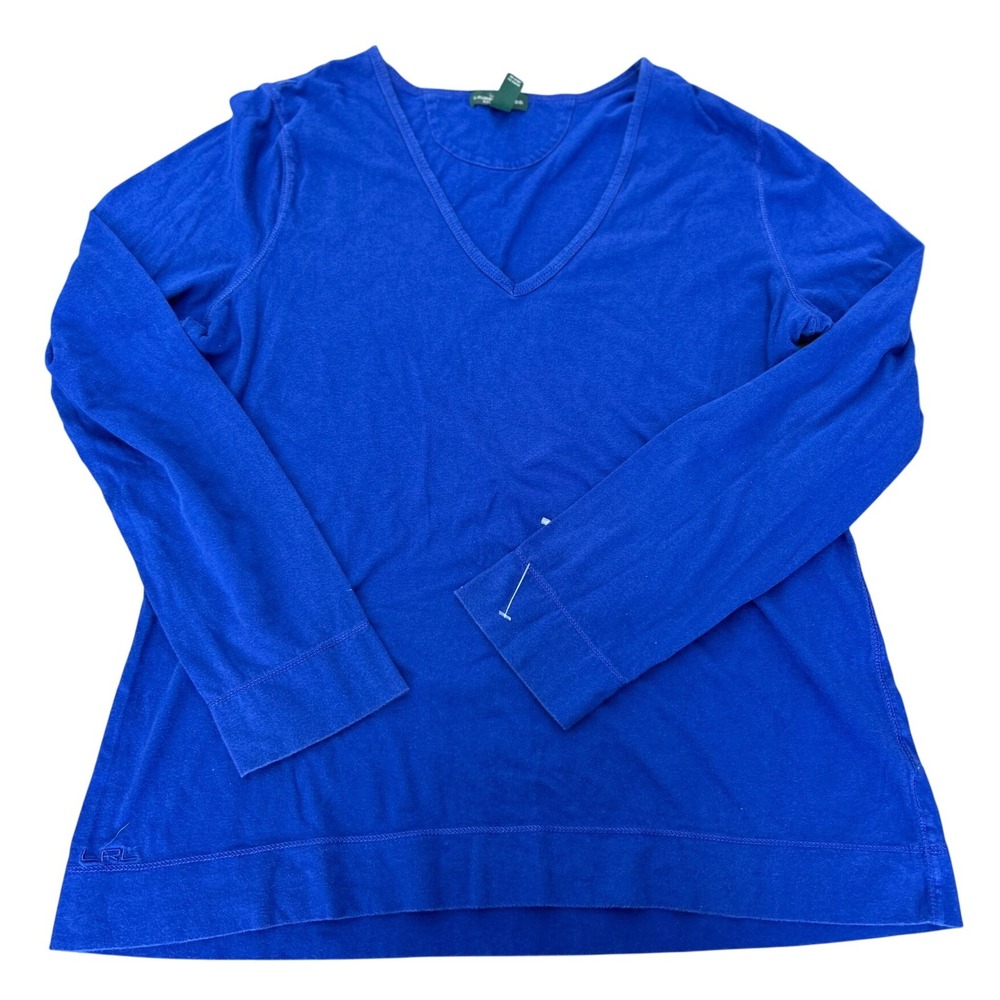 Lauren Ralph Lauren Jeans Co Royal Blue V-Neck Long Sleeve Cotton Top XL